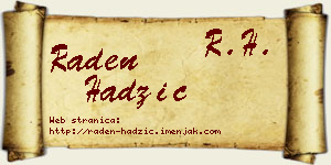Raden Hadžić vizit kartica